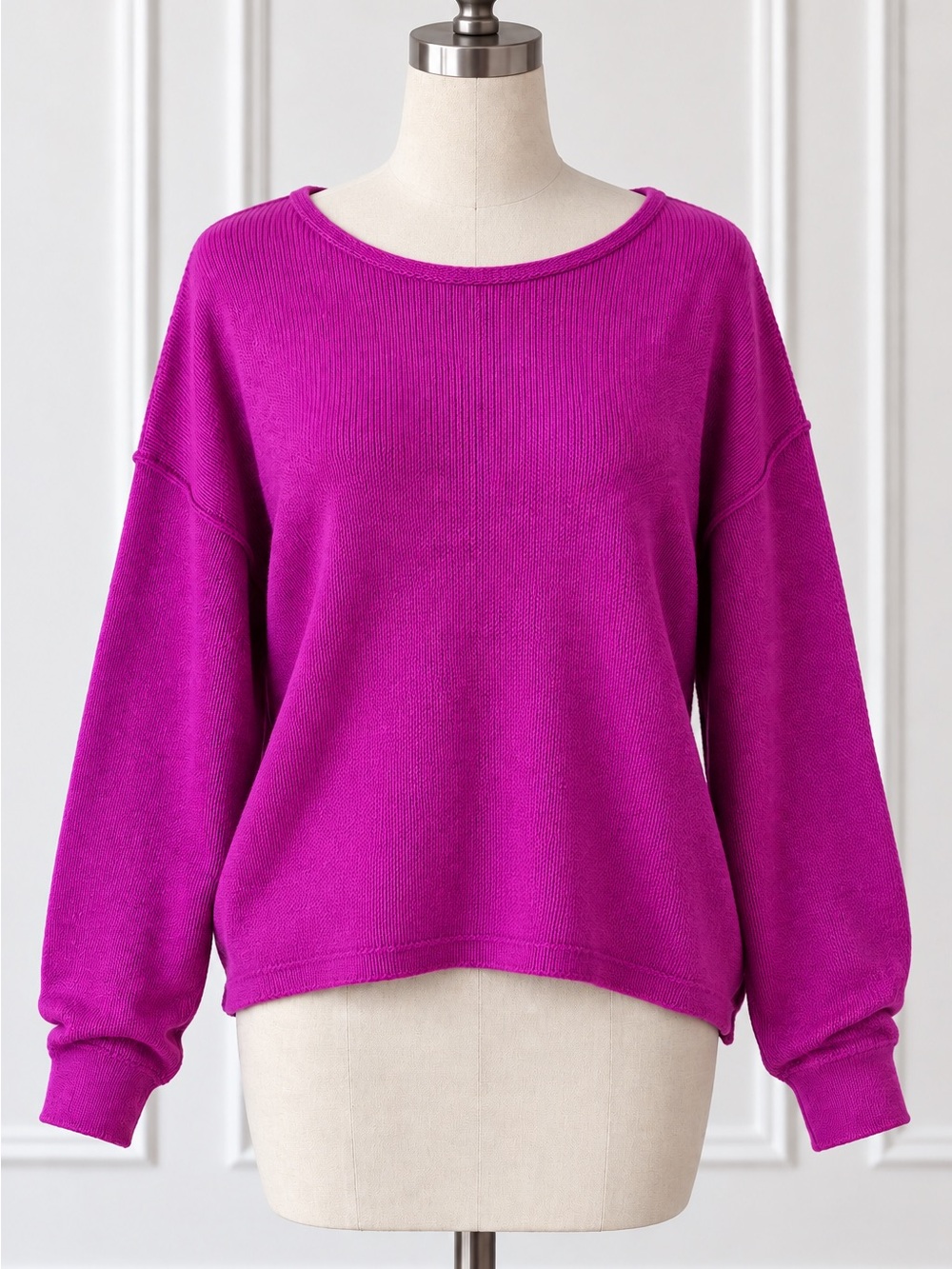 Women's Magenta Crewneck Knit Sweater